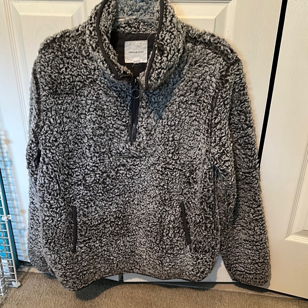 Thread and‎ supply Cozy Gray Sherpa Sweater